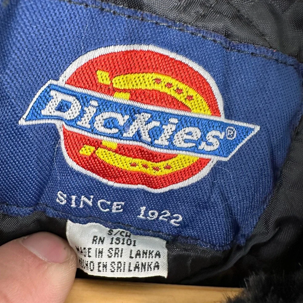 Dickies Jacket Mens S‎ Black Bomber Faux Fur Collar Quilted Lining Full Zip Work